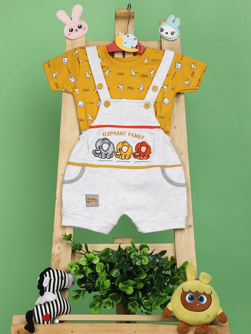 kids printed cotton dungarees twin set - 20836672 - Very Small Image - 1