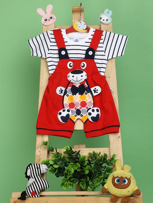 kids printed cotton dungarees twin set - 20836673 - Very Small Image - 1