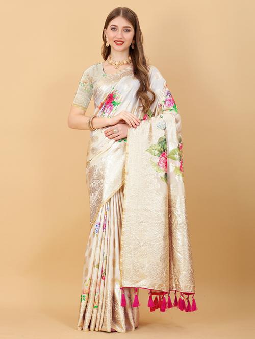 multi colored silk embroidered saree - 20836900 - Very Small Image - 1