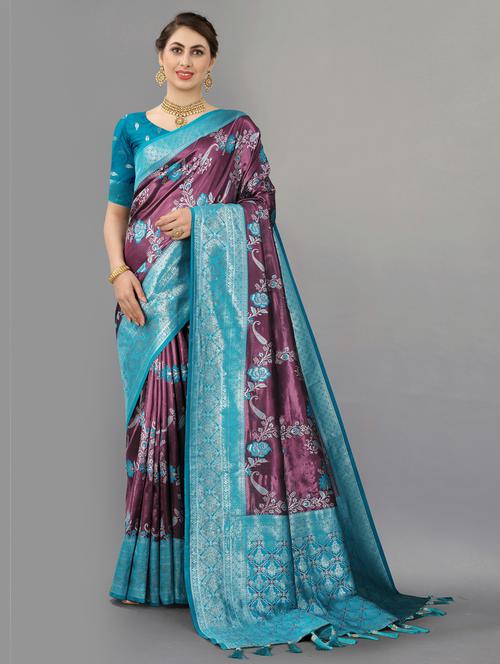 women purple self design banarasi saree - 20836924 - Very Small Image - 1
