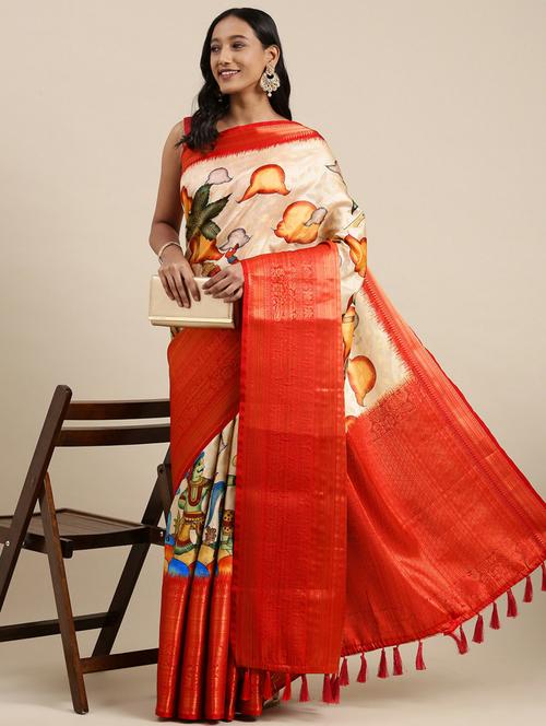 multi colored printed bordered saree - 20837980 - Very Small Image - 1