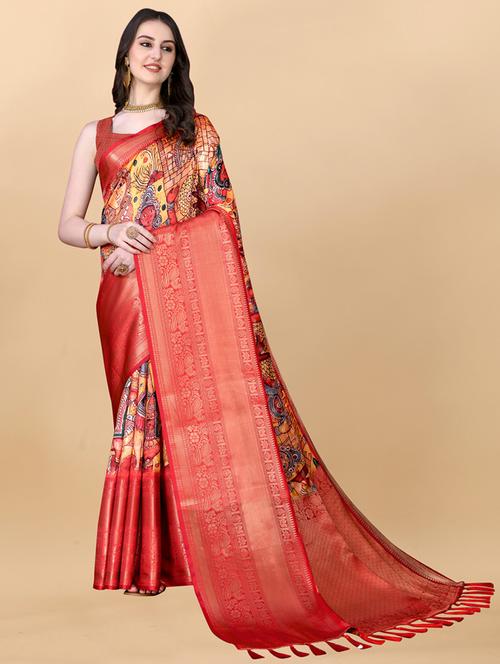 multi colored printed bordered saree - 20837987 - Very Small Image - 1
