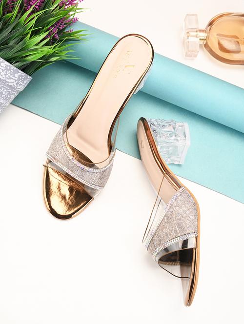 women copper embellished slip on sandal - 20838098 - Very Small Image - 1