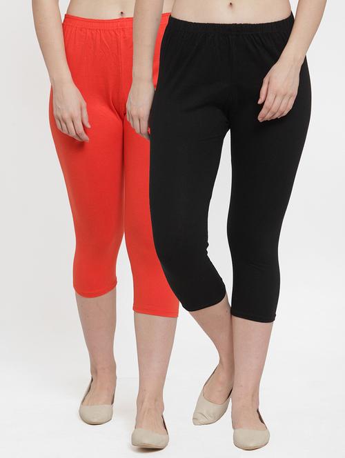 women solid cotton lycra capri combo - 20838310 - Very Small Image - 1