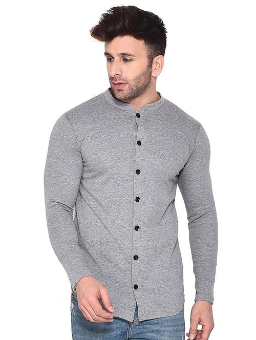 grey cotton blend casual shirt - 20841020 - Very Small Image - 1