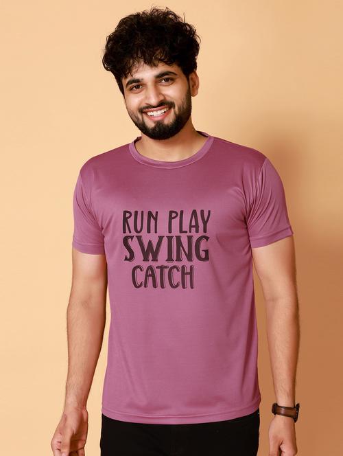 mauve cotton blend chest print t-shirt - 20845300 - Very Small Image - 1