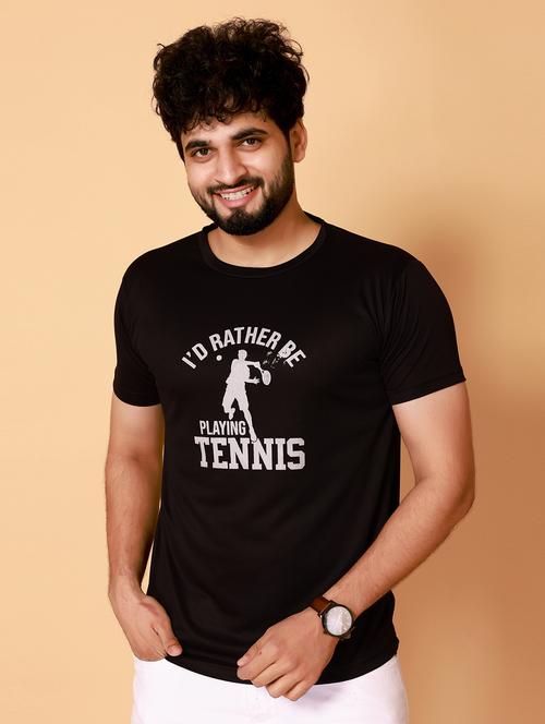 black cotton blend chest print t-shirt - 20845328 - Very Small Image - 1