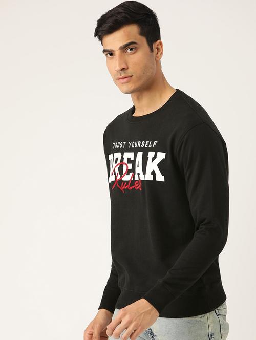 black cotton blend typography sweatshirt - 20845376 - Very Small Image - 1