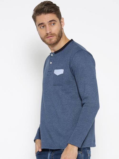 blue cotton blend plain sweatshirt - 20845388 - Very Small Image - 1