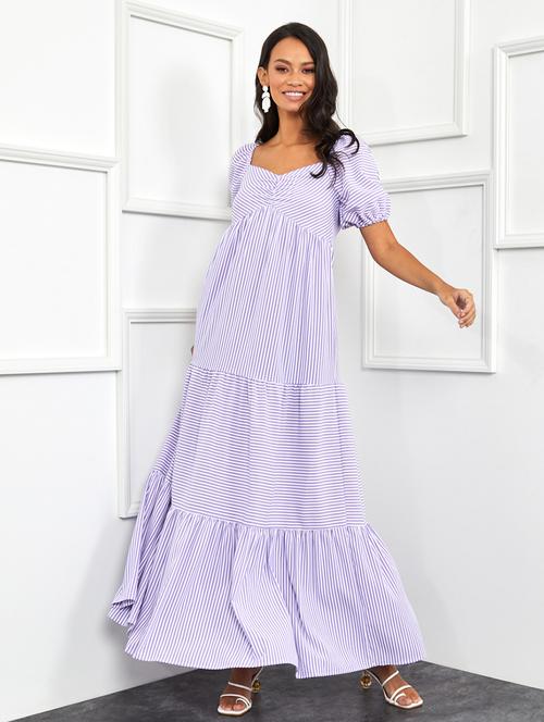 women lavender stripes tiered dress - 20846129 - Very Small Image - 1