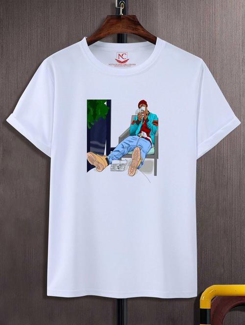 unisex white graphic printed t-shirt - 20847545 - Very Small Image - 1