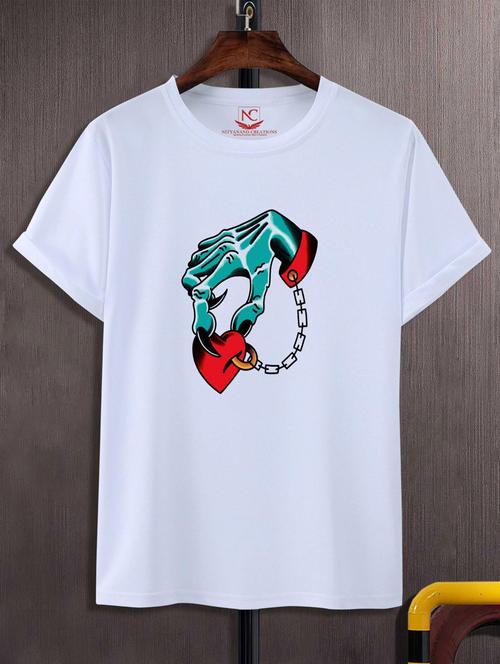 unisex white graphic printed t-shirt - 20847609 - Very Small Image - 1