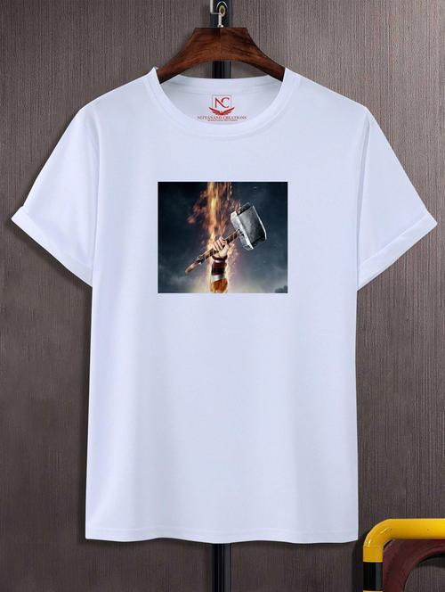unisex white polyester graphic print t-shirt - 20847613 - Very Small Image - 1