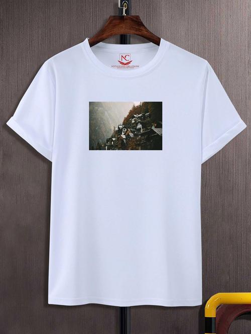 unisex white graphic printed t-shirt - 20847615 - Very Small Image - 1