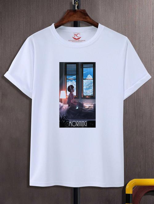 unisex white graphic printed t-shirt - 20847623 - Very Small Image - 1