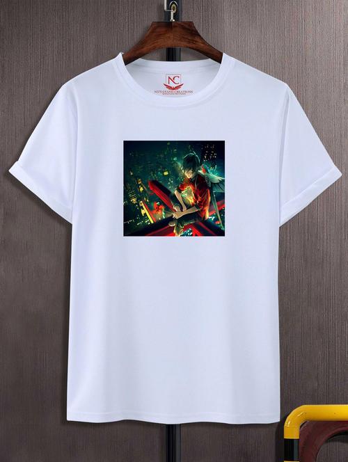 unisex white graphic printed t-shirt - 20847631 - Very Small Image - 1