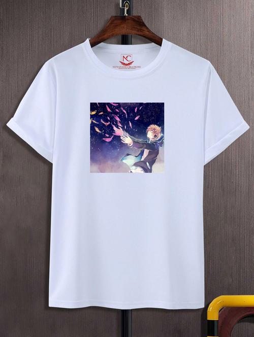 unisex white graphic printed t-shirt - 20847641 - Very Small Image - 1
