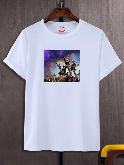 unisex white graphic printed t-shirt - 20847645 - Very Small Image - 1