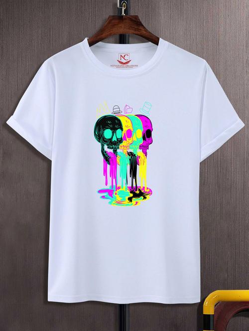 unisex white polyester graphic print t-shirt - 20847685 - Very Small Image - 1