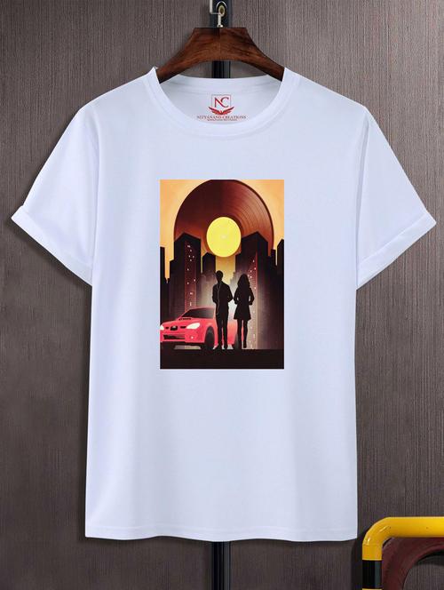 unisex white graphic printed t-shirt - 20847763 - Very Small Image - 1
