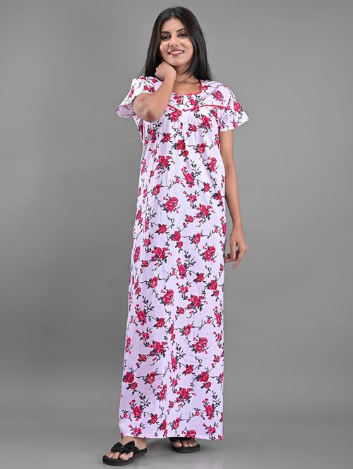 women white floral printed nighty - 20847779 - Very Small Image - 1