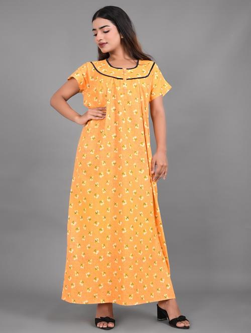 women orange floral printed nighty - 20847781 - Very Small Image - 1