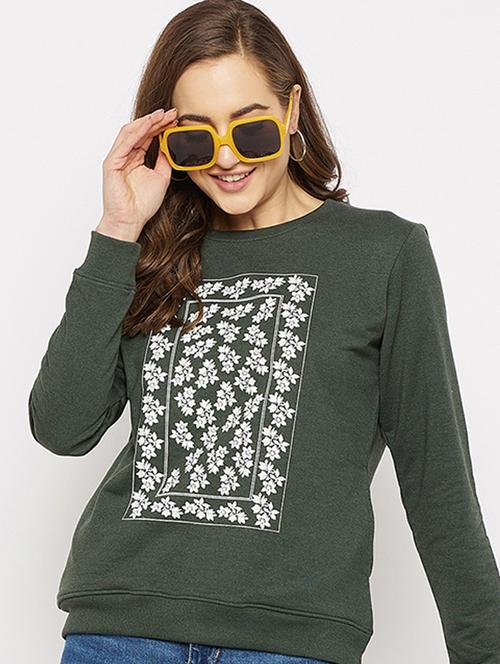 olive fleece front print sweatshirt - 20847796 - Very Small Image - 1