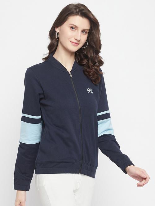 navy blue fleece color block sweatshirt - 20847803 - Very Small Image - 1