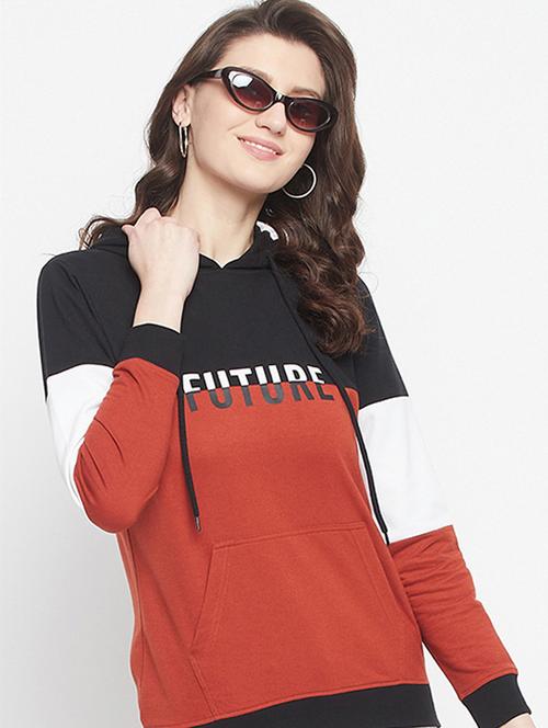 black & rust fleece color block sweatshirt - 20847805 - Very Small Image - 1