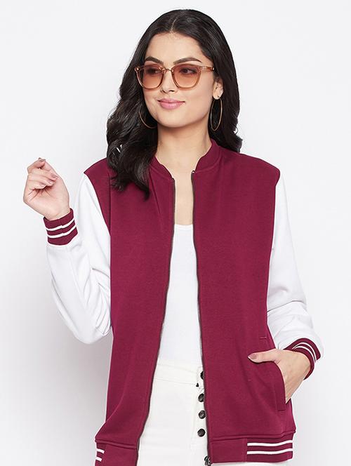maroon fleece color block sweatshirt - 20847810 - Very Small Image - 1