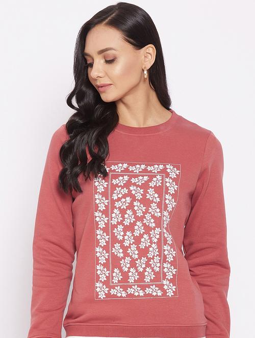 peach fleece front print sweatshirt - 20847813 - Very Small Image - 1