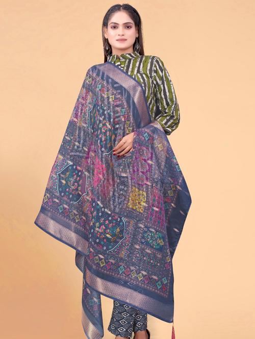 women purple printed dupatta - 20847825 - Very Small Image - 1