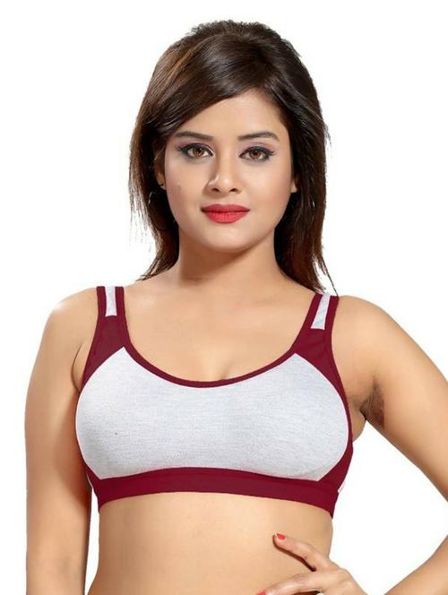 maroon cotton blend sports bra - 20848446 - Very Small Image - 1