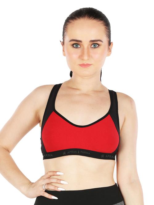 red cotton blend sports bra - 20848474 - Very Small Image - 1