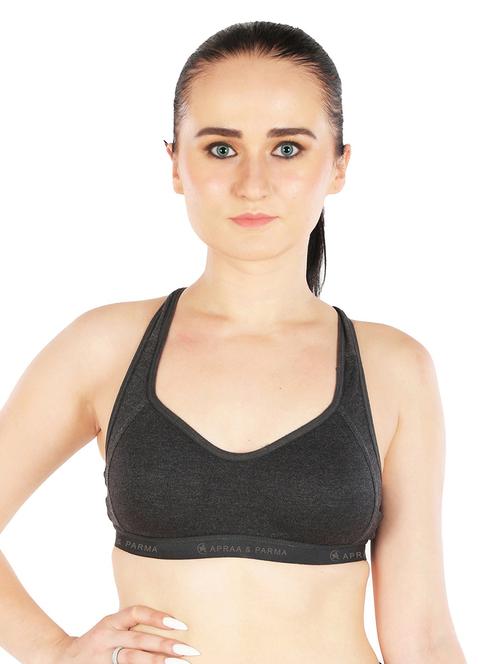 black cotton blend sports bra - 20848485 - Very Small Image - 1