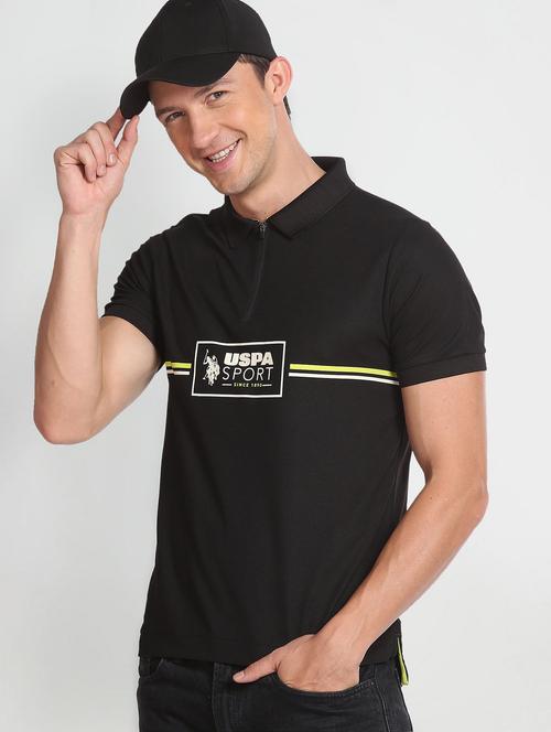 black polyester placement print tshirt - 20849338 - Very Small Image - 1