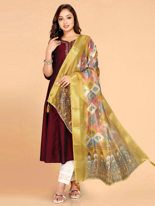 women yellow printed dupatta - 20850266 - Very Small Image - 1
