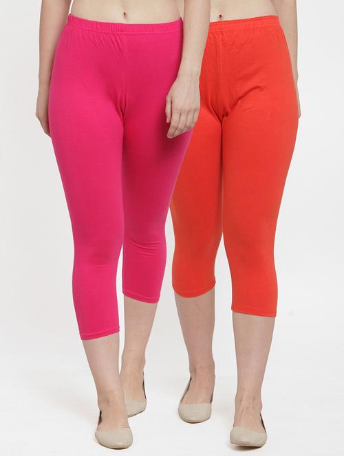women set of 2 mid-rise multicolored solid capri - 20850372 - Very Small Image - 1