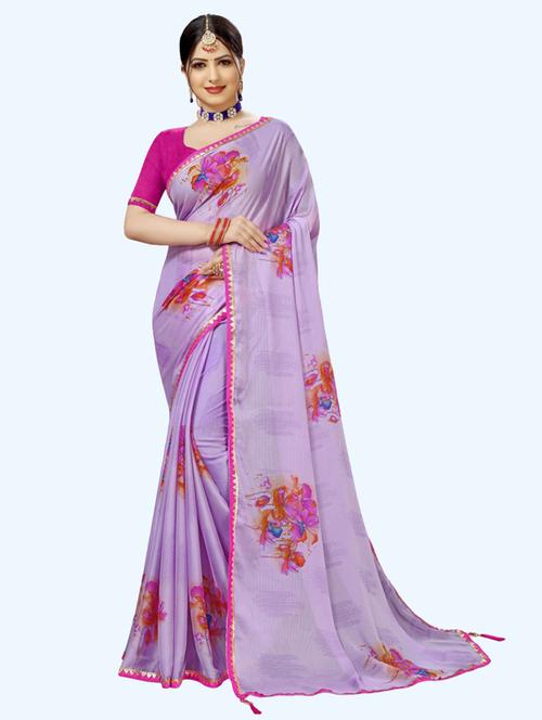 lavender floral printed saree - 20850701 - Very Small Image - 1