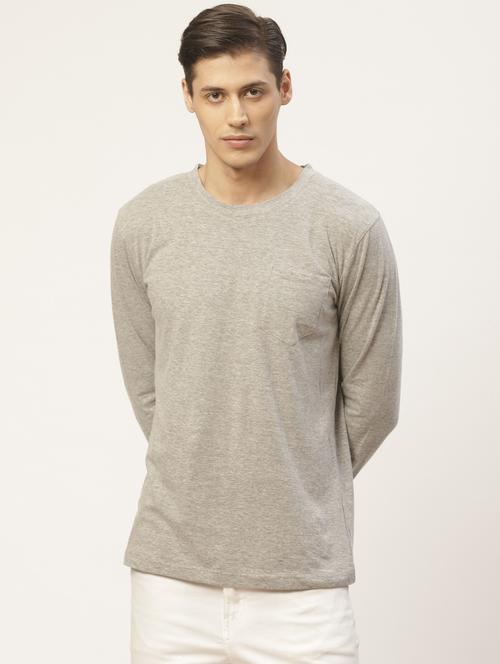 grey cotton plain tshirt - 20850887 - Very Small Image - 1