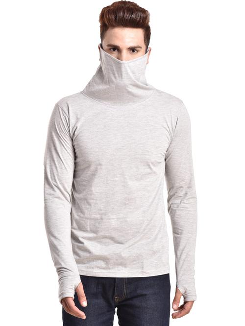 grey cotton blend plain t-shirt - 20850918 - Very Small Image - 1