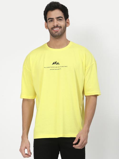 yellow cotton blend plain tshirt - 20850960 - Very Small Image - 1
