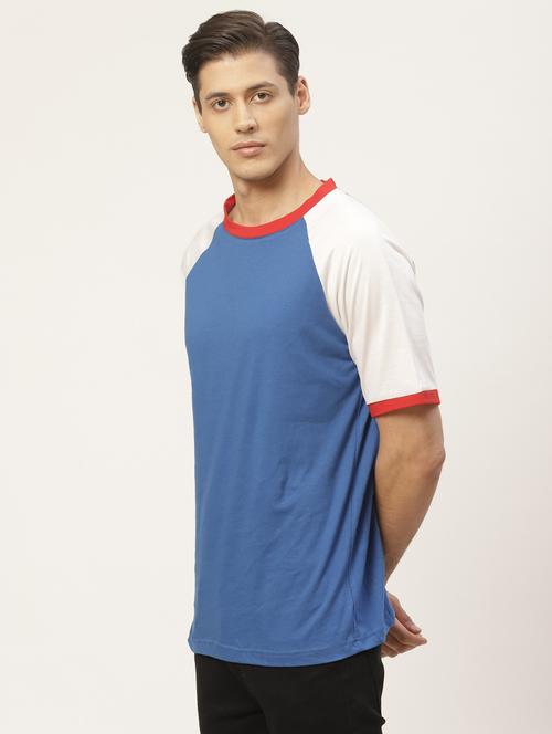 blue cotton color block t-shirt - 20850968 - Very Small Image - 1
