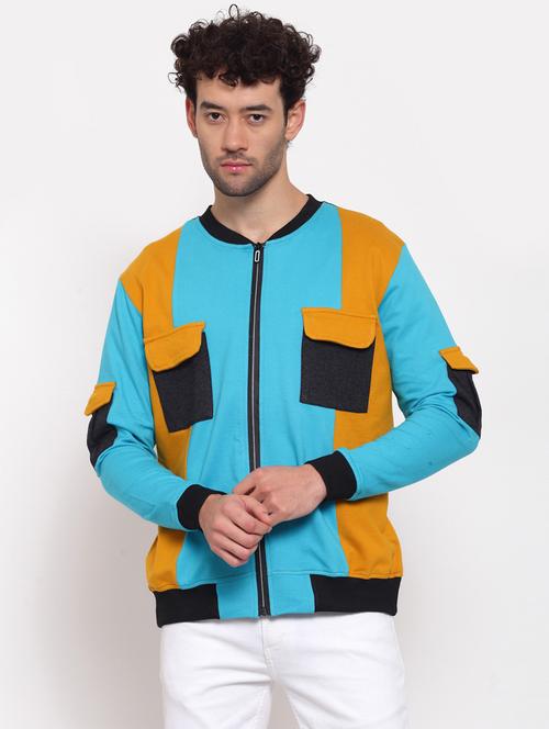 men color block long sleeve casual jacket - 20851002 - Very Small Image - 1