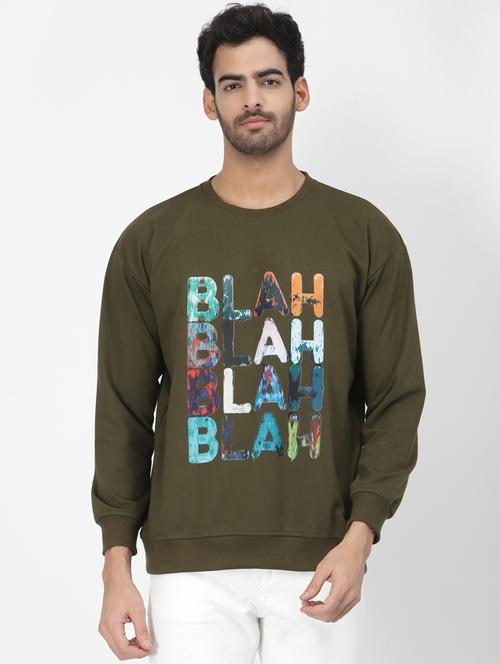 olive cotton typography sweatshirt - 20851165 - Very Small Image - 1