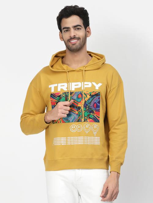 mustard cotton front print sweatshirt - 20851200 - Very Small Image - 1