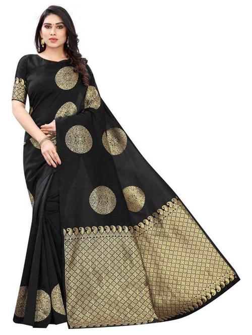 black self design kanjivaram saree with blouse - 20851310 - Very Small Image - 1