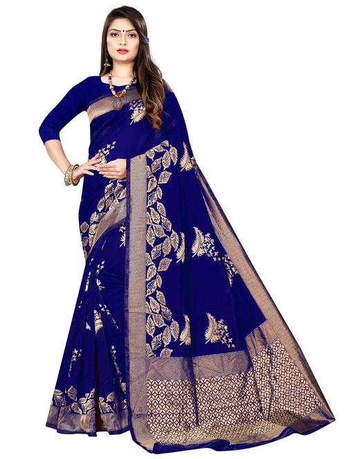 blue silk kanjivaram saree - 20851343 - Very Small Image - 1