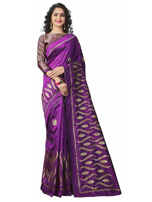 women purple printed saree with blouse - 20851573 - Very Small Image - 1