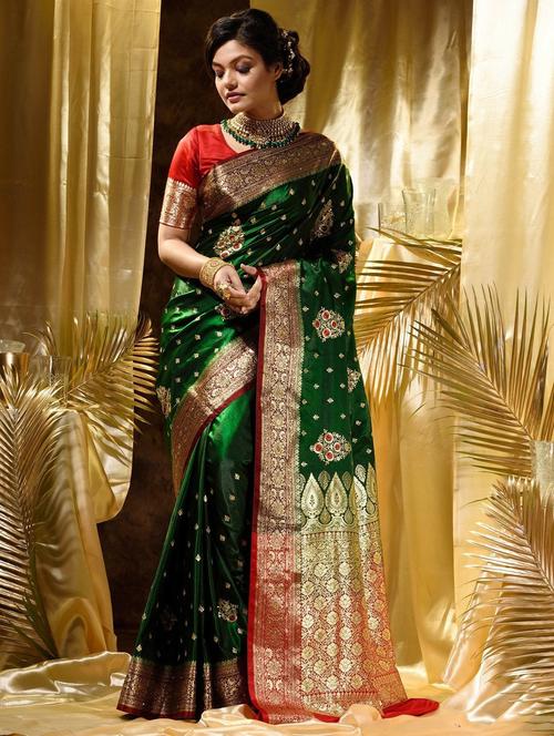 zari work kanjivaram saree with blouse - 20851781 - Very Small Image - 1